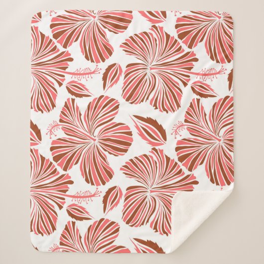 ハワイアン熱帯天然フローラ、茶色。  シェルパブランケット (正面)