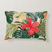 ハワイアン熱帯植物、カラフル花。 アクセントクッション (裏面)