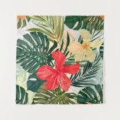 ハワイアン熱帯植物、カラフル花。 タペストリー (正面(横))