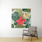 ハワイアン熱帯植物、カラフル花。 タペストリー (インサイチュ(横))