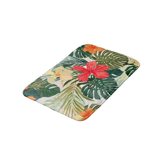 ハワイアン熱帯植物、カラフル花。 バスマット (アングル)