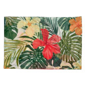 ハワイアン熱帯植物、カラフル花。 枕カバー (裏面)