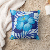 ハワイアン熱帯植物、ハイビスカスパターン。 クッション (ブランケット)