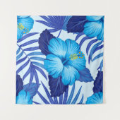 ハワイアン熱帯植物、ハイビスカスパターン。 タペストリー (正面(横))