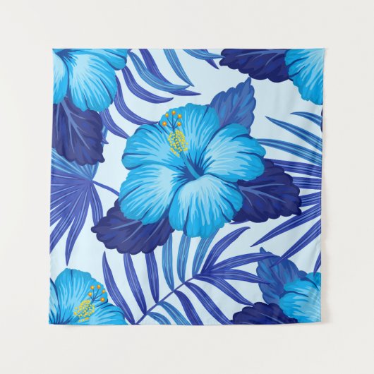 ハワイアン熱帯植物、ハイビスカスパターン。 タペストリー (正面)