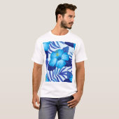 ハワイアン熱帯植物、ハイビスカスパターン。 Tシャツ (正面フル)