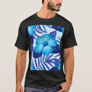 ハワイアン熱帯植物、ハイビスカスパターン。 Tシャツ