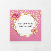 ハワイアン熱帯水彩フラワーピンク金ゴールド 三つ折りカード (カバー)