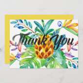 ハワイアン熱帯水色パイナップルありがとう サンキューカード (正面/裏面)