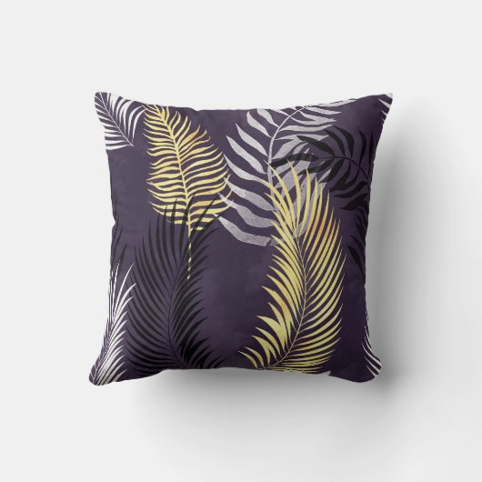 ハワイアン熱帯紫シダ枕 クッション (裏面)