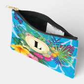 ハワイアン熱帯花と蝶モノグラム アクセサリーポーチ (見開き)