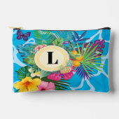 ハワイアン熱帯花と蝶モノグラム アクセサリーポーチ (正面)