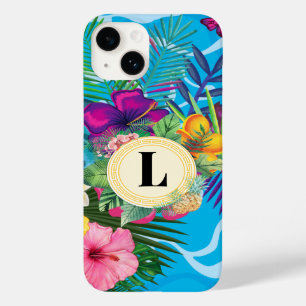 ハワイアン熱帯花と蝶モノグラム Case-Mate iPhone 14ケース