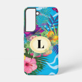 ハワイアン熱帯花と蝶モノグラム SAMSUNG GALAXYケース (裏面)