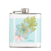 ハワイアン熱帯花の模様（名前） フラスク (正面)