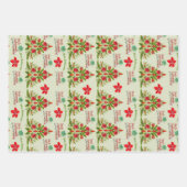 ハワイアン熱帯花クリスマスツリーギフトラップ ラッピングペーパーシート (正面3)