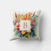 ハワイアン熱帯花モノグラム クッション (裏面)