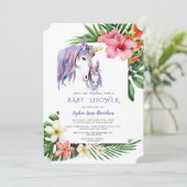 ハワイアン熱帯花ユニコーンボーイ赤ちゃんシャワー 招待状 (スタンド正面)