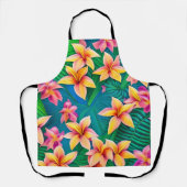 ハワイアン熱帯花模様 エプロン (正面)