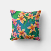 ハワイアン熱帯花模様 クッション (正面)