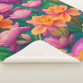 ハワイアン熱帯花模様 シェルパブランケット (3/4)