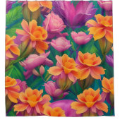 ハワイアン熱帯花模様 シャワーカーテン (正面)