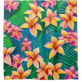 ハワイアン熱帯花模様 シャワーカーテン (正面)