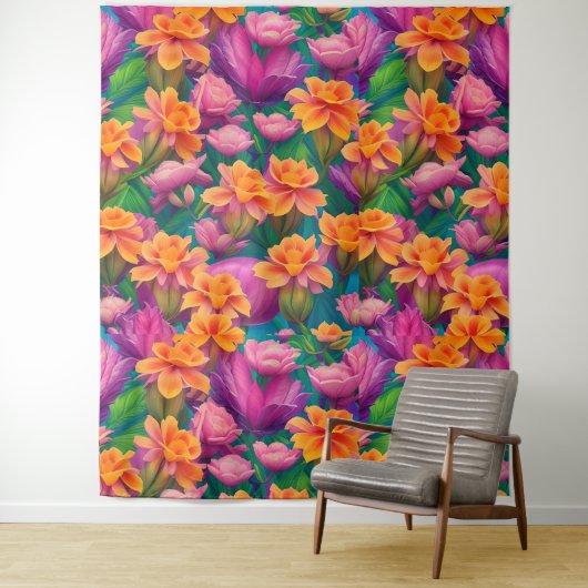 ハワイアン熱帯花模様 タペストリー (インサイチュ)