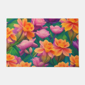 ハワイアン熱帯花模様 ドアマット (正面)