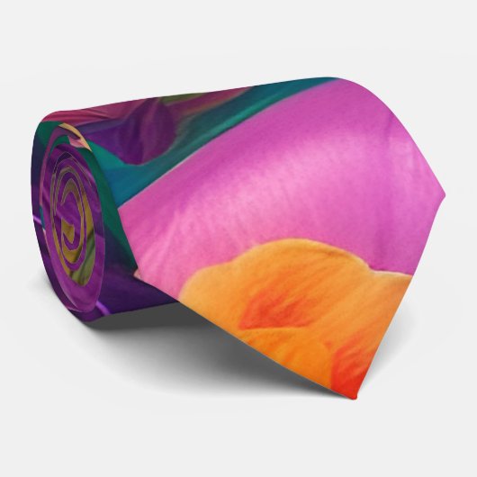 ハワイアン熱帯花模様 ネクタイ (ロール)