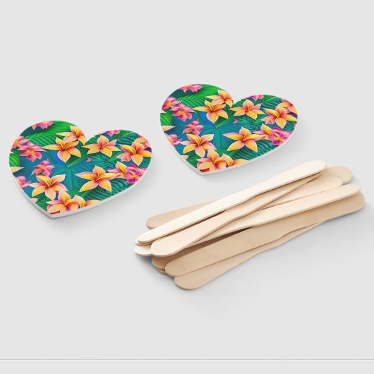 ハワイアン熱帯花模様 ハンドファン (組立なし)