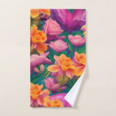 ハワイアン熱帯花模様 バスタオルセット (ハンドタオル)