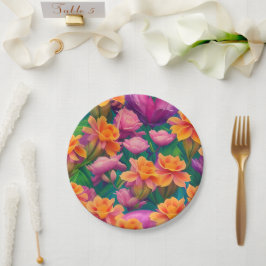 ハワイアン熱帯花模様 ペーパープレート