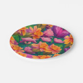 ハワイアン熱帯花模様 ペーパープレート (アングル)