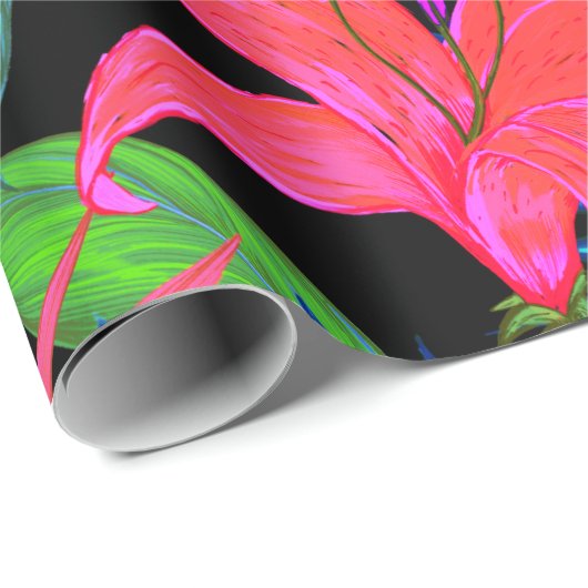 ハワイアン熱帯花模様 ラッピングペーパー (ロールコーナー)