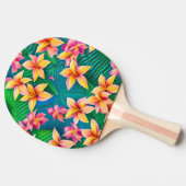 ハワイアン熱帯花模様 卓球ラケット (横)