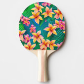 ハワイアン熱帯花模様 卓球ラケット (正面)