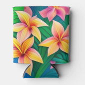 ハワイアン熱帯花模様 缶クーラー (正面)