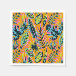 ハワイアン熱帯葉植物プリントパターン スタンダードカクテルナプキン