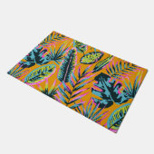 ハワイアン熱帯葉植物プリントパターン ドアマット (アングル)
