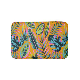 ハワイアン熱帯葉植物プリントパターン バスマット