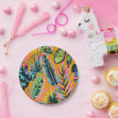 ハワイアン熱帯葉植物プリントパターン ペーパープレート (パーティー)