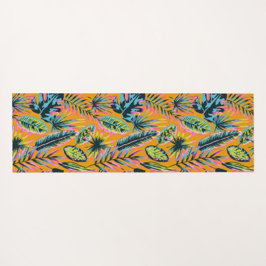 ハワイアン熱帯葉植物プリントパターン ヨガマット (裏面(横))