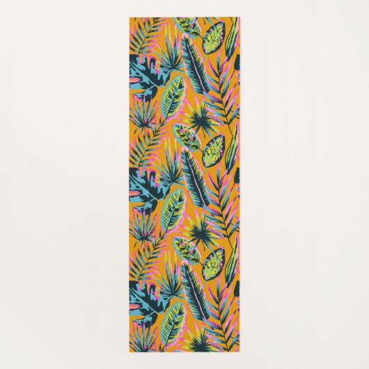 ハワイアン熱帯葉植物プリントパターン ヨガマット (裏面)