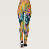 ハワイアン熱帯葉植物プリントパターン レギンス (裏面)