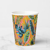 ハワイアン熱帯葉植物プリントパターン 紙コップ (左)