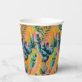 ハワイアン熱帯葉植物プリントパターン 紙コップ (右)
