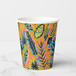 ハワイアン熱帯葉植物プリントパターン 紙コップ
