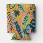 ハワイアン熱帯葉植物プリントパターン 缶クーラー (裏面)