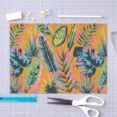 ハワイアン熱帯葉植物プリントパターン 薄葉紙 (クラフト)